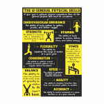 Yellow 10 General Physical Skills poster for gym education and training