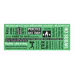 green Poster displaying the 100 words of fitness in bold, modern typography.