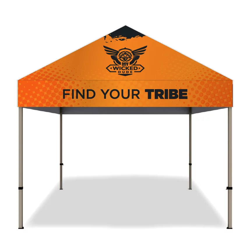 Image of a sturdy 10ft canopy tent. The tent features a durable frame with weather-resistant fabric, providing shade and shelter for outdoor events, markets, or gatherings.