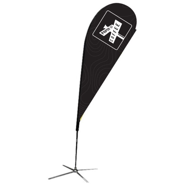 11.2ft teardrop flag for outdoor branding at gyms and fitness events