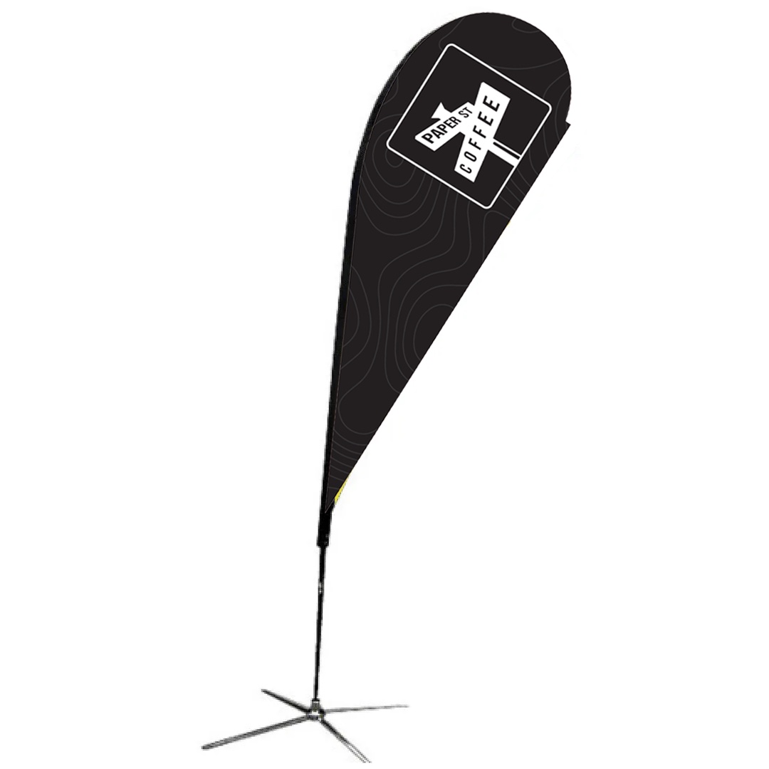11.2ft teardrop flag for outdoor branding at gyms and fitness events