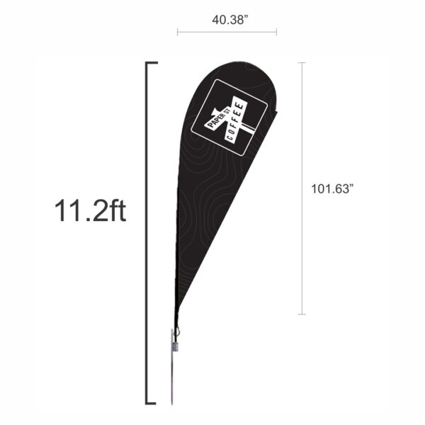 11.2ft teardrop flag for outdoor branding at gyms and fitness events