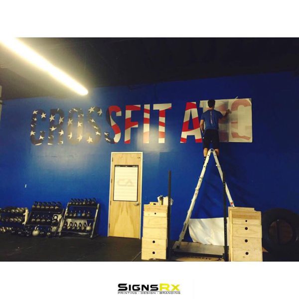 Easy-to-install custom decals for gym or event venue walls