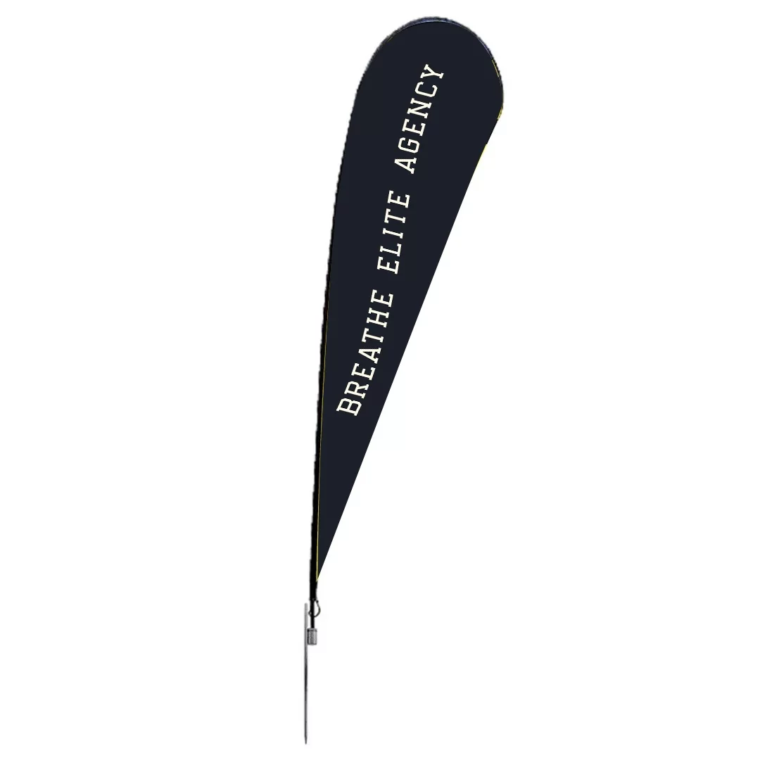 13.5ft teardrop flag with bold custom graphics for outdoor promotions