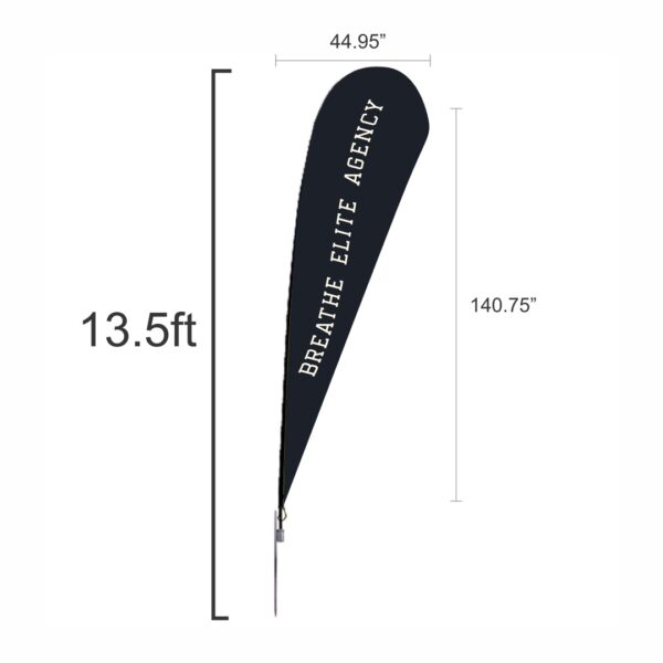 13.5ft teardrop flag with bold custom graphics for outdoor promotions