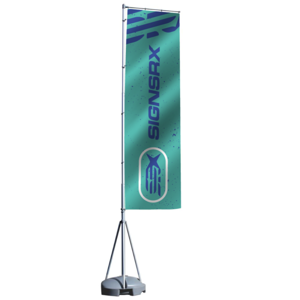 Tall flagpole banner stand with water-filled base
