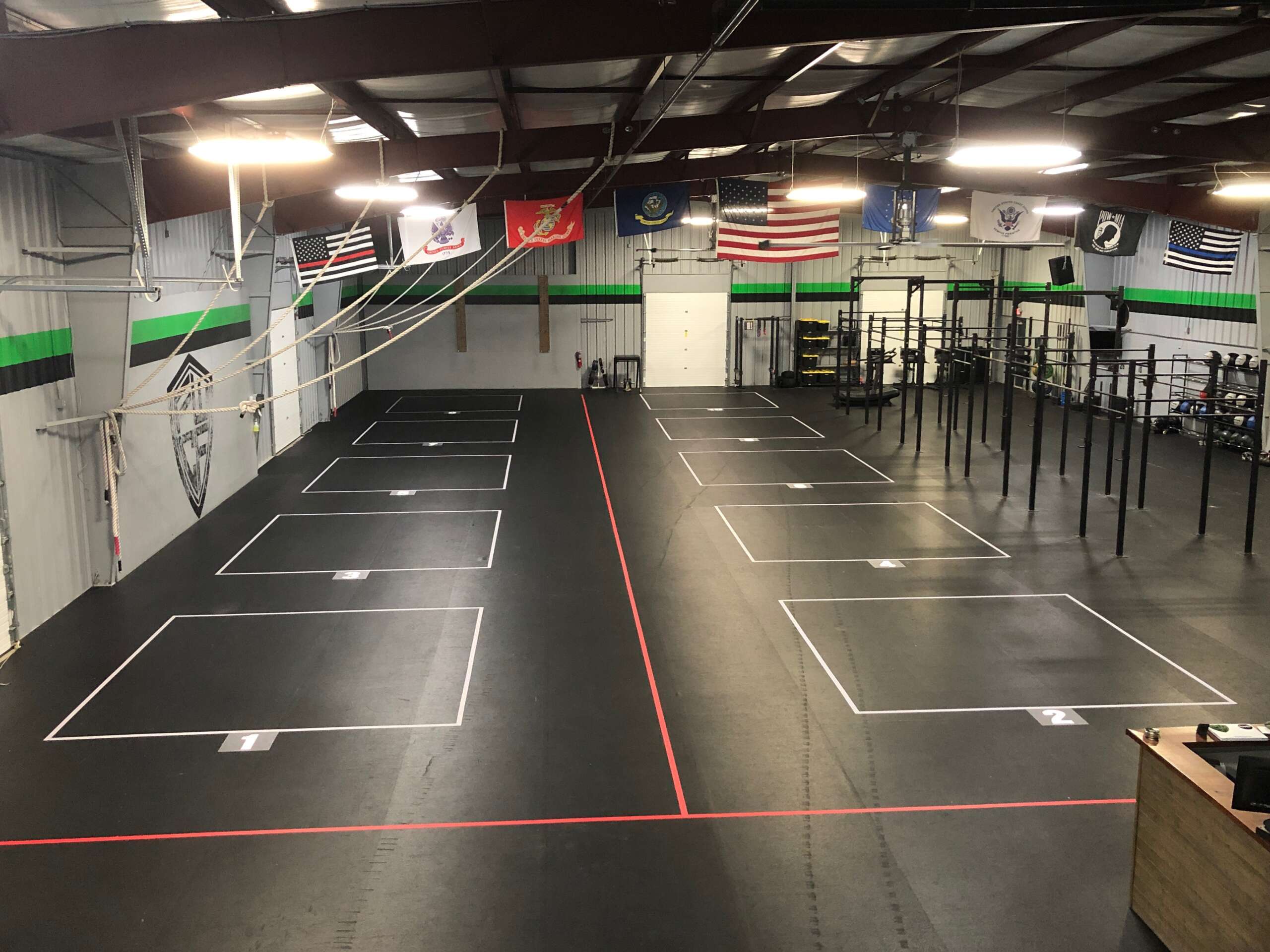 Competition-grade vinyl floor grid stickers for CrossFit