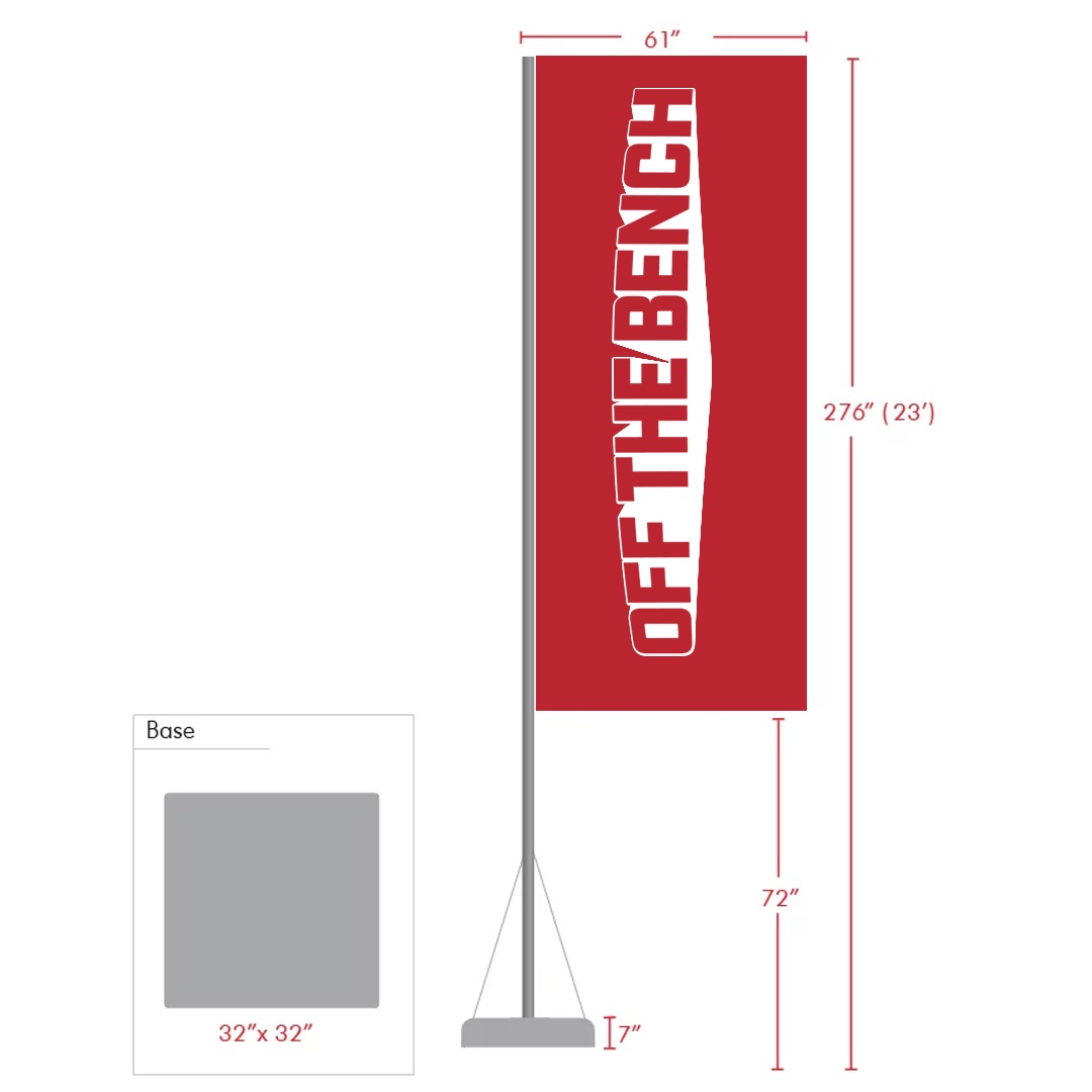 23ft flagpole banner stand with custom print and water base
