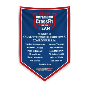Custom pennant banner for showcasing athlete achievements in the gym