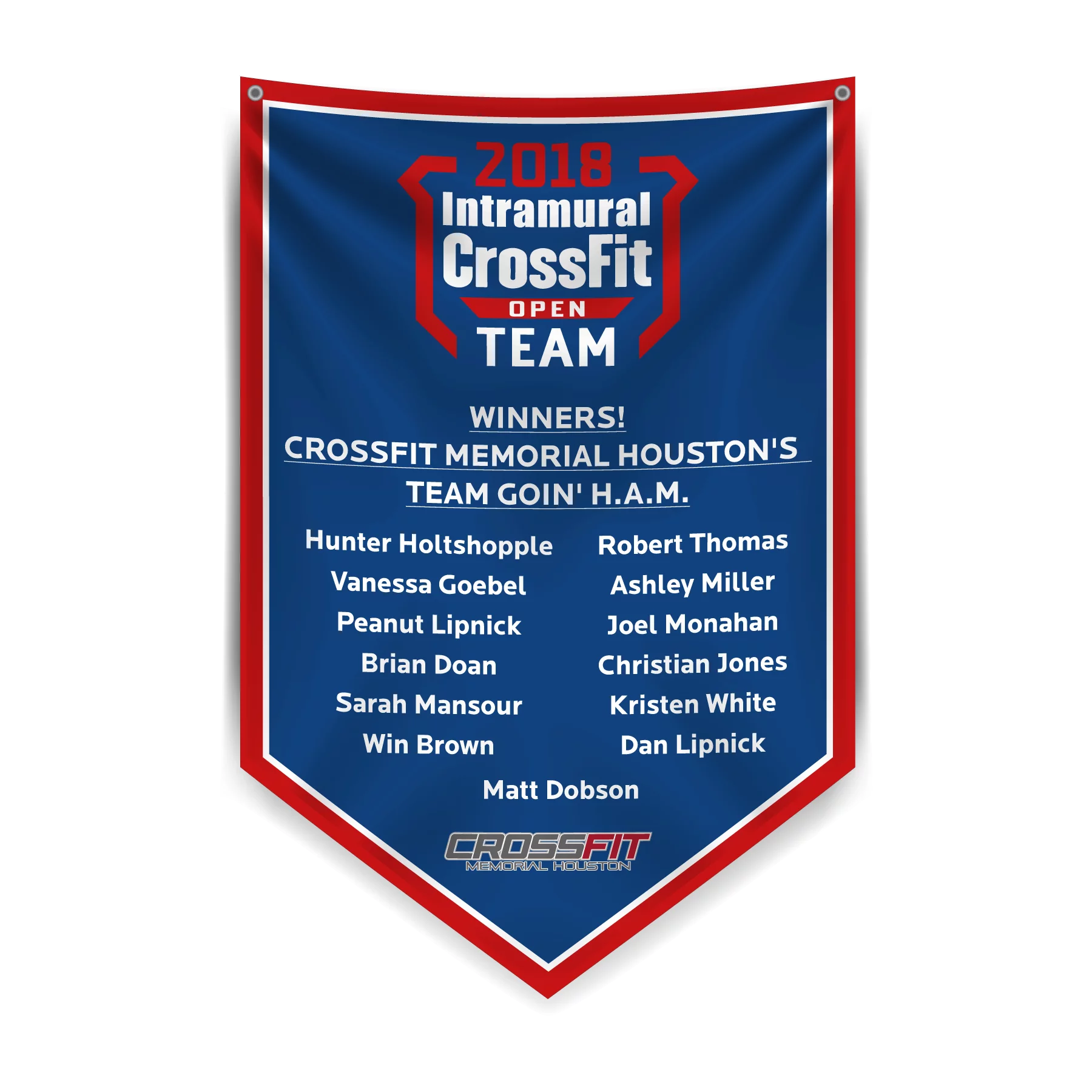 Custom pennant banner for showcasing athlete achievements in the gym