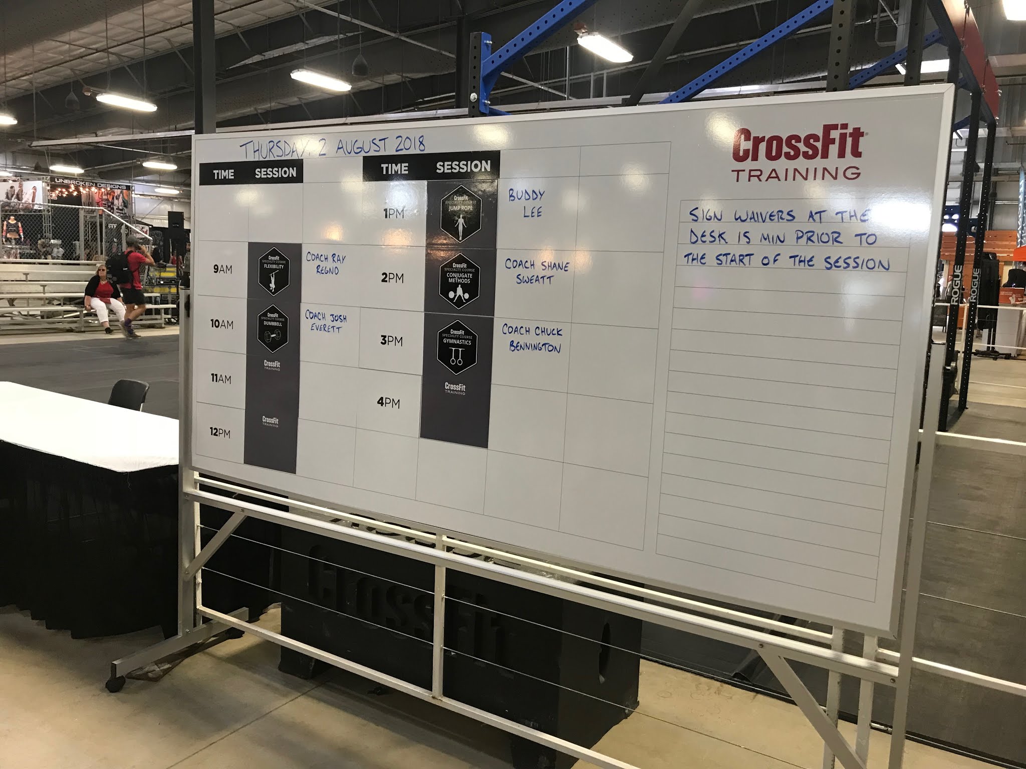 Custom dry erase board for CrossFit gym programming and notes