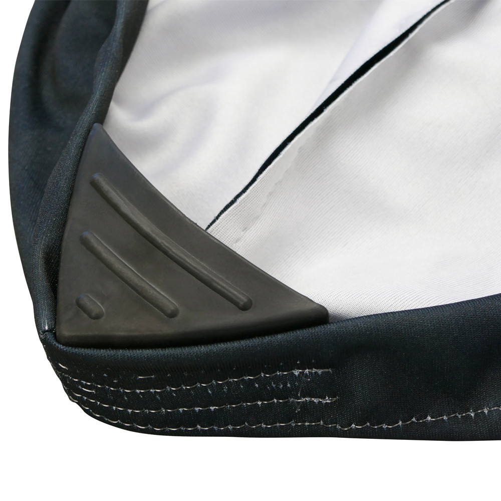 Fitted table throw with edge-to-edge print for trade shows and expos