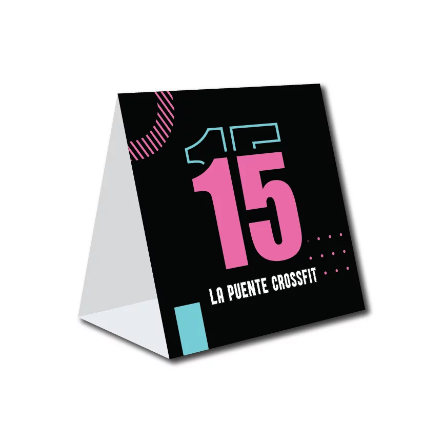 Custom A-frame marker designating competition lanes at fitness event