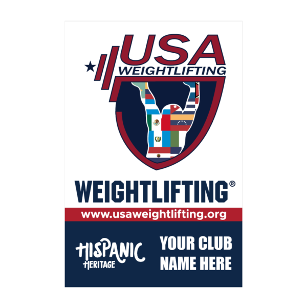 USAW banner honoring Hispanic heritage in weightlifting and fitness