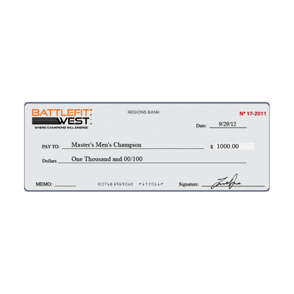 Giant check sign for contests, donations, and award ceremonies
