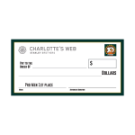 Giant check sign for contests, donations, and award ceremonies