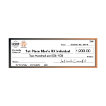 Giant check sign for contests, donations, and award ceremonies