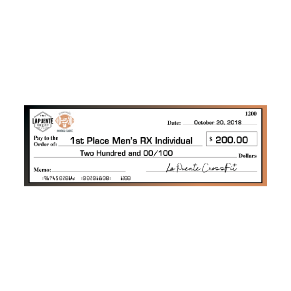Giant check sign for contests, donations, and award ceremonies