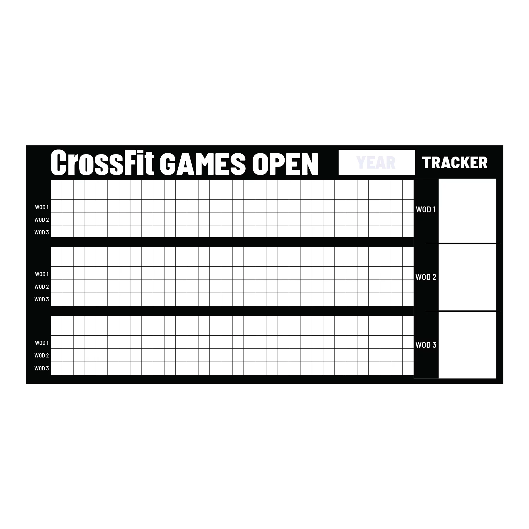 Crossfit Games Open Tracker Dry Erase blank Board