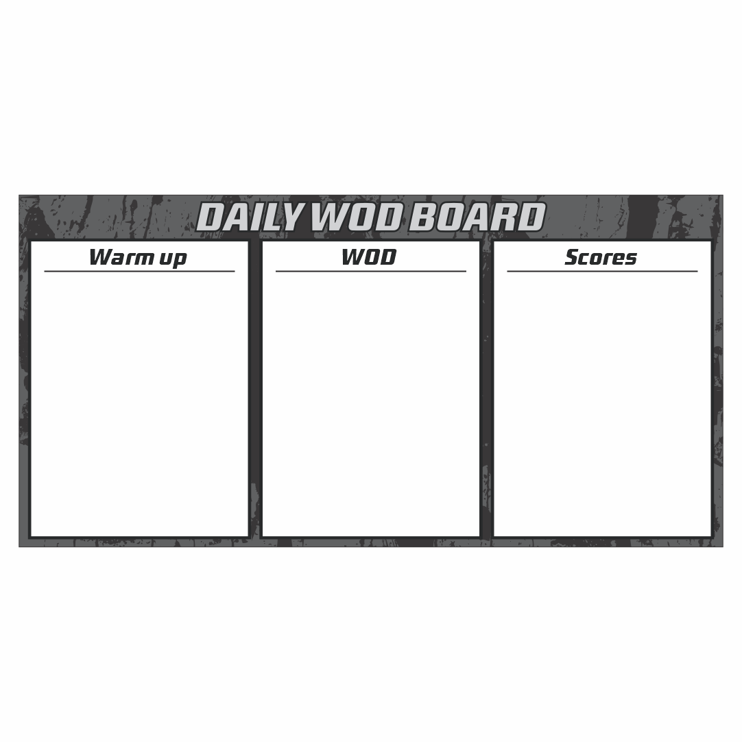 Daily WOD board with customizable layout and gym color scheme