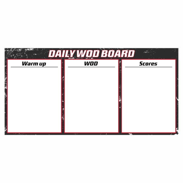 Daily WOD board with customizable layout and gym color scheme