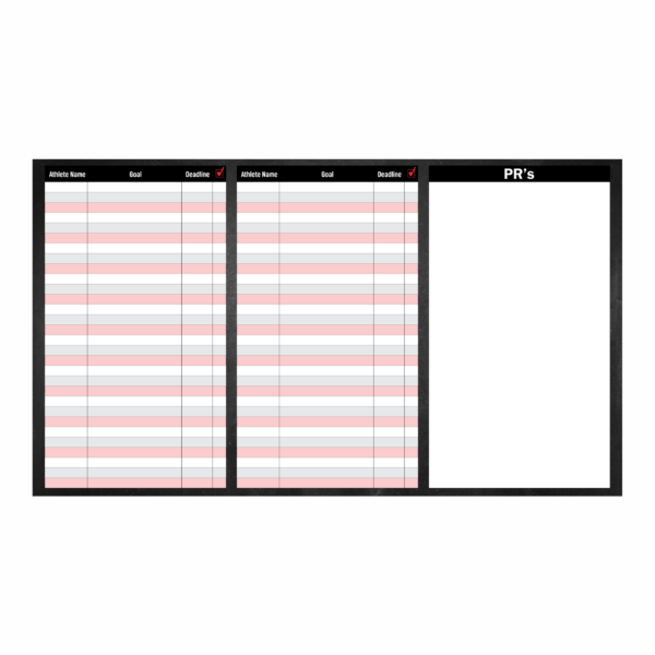 CrossFit whiteboard for tracking member fitness goals