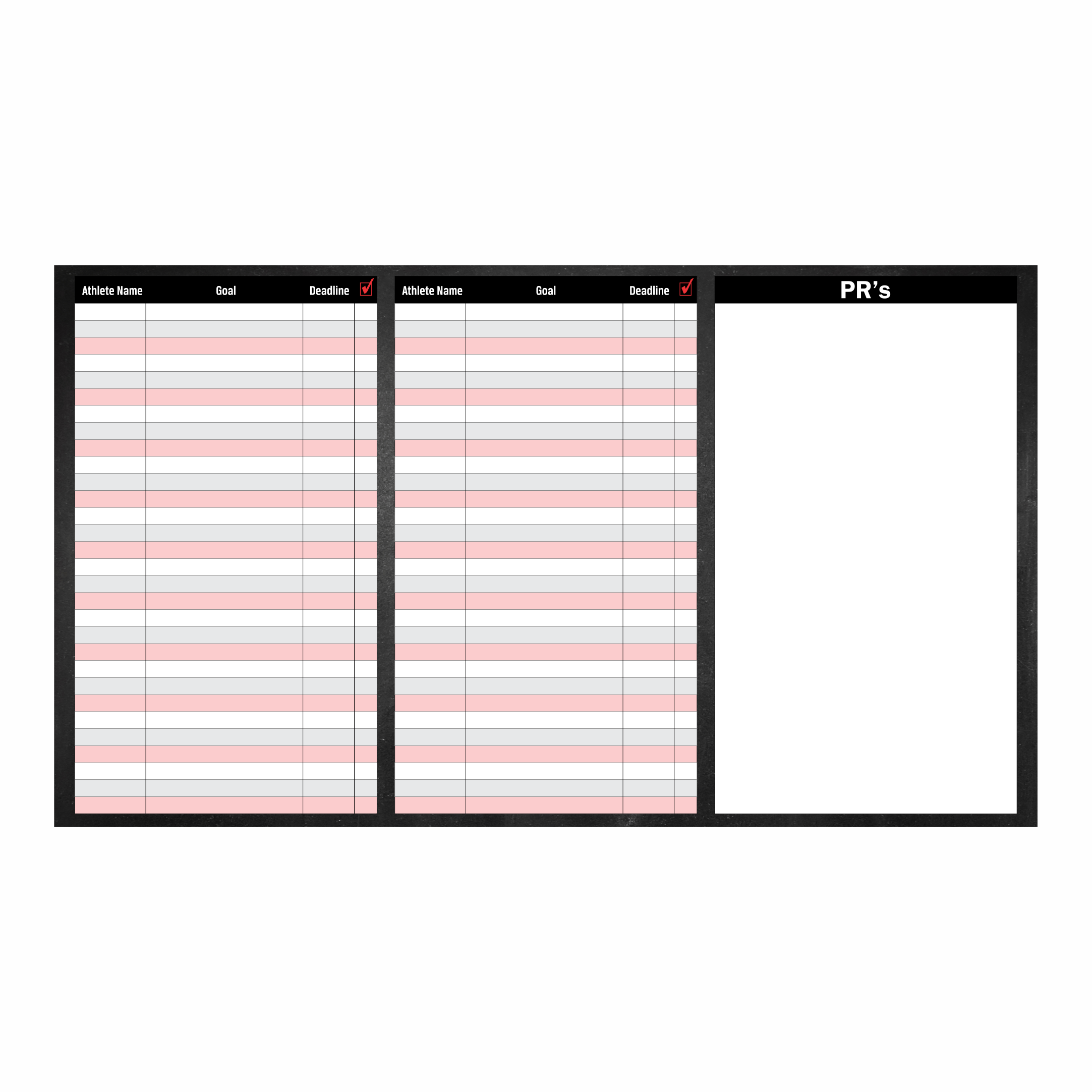 CrossFit whiteboard for tracking member fitness goals
