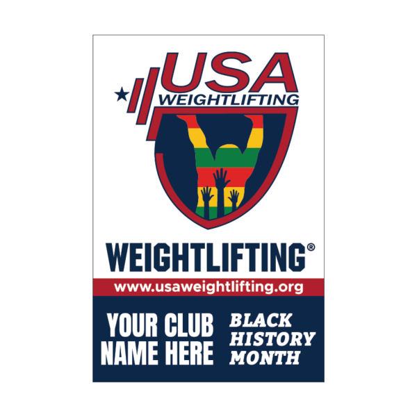 USAW banner honoring Black History and weightlifting heritage