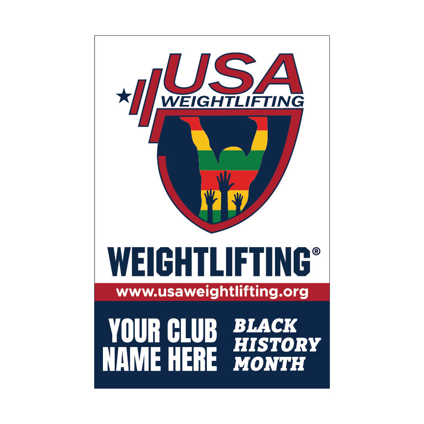 USAW banner honoring Black History and weightlifting heritage