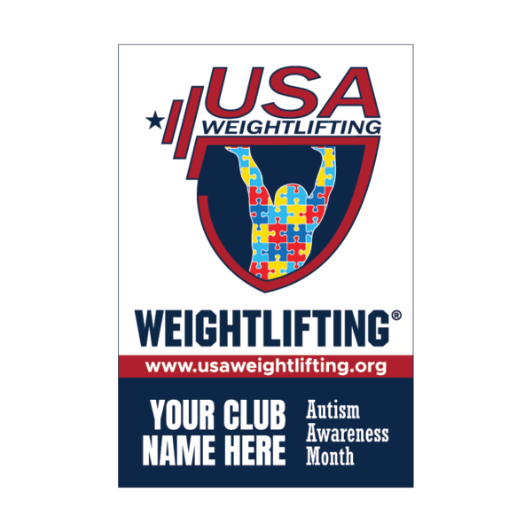 USAW banner supporting autism awareness in the weightlifting community