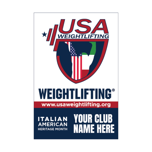 USAW banner honoring Italian American heritage and lifting tradition