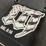 Custom platform decal of USA outline with American flag and “GAL. 6:14” scripture.