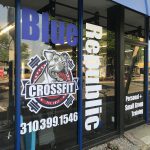 Custom cut window decal for storefront branding and logo visibility