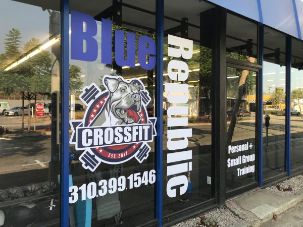 Custom cut window decal for storefront branding and logo visibility