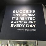 Custom gym wall decals for branding and motivational messaging
