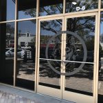 Custom gym window decal for storefront branding and privacy