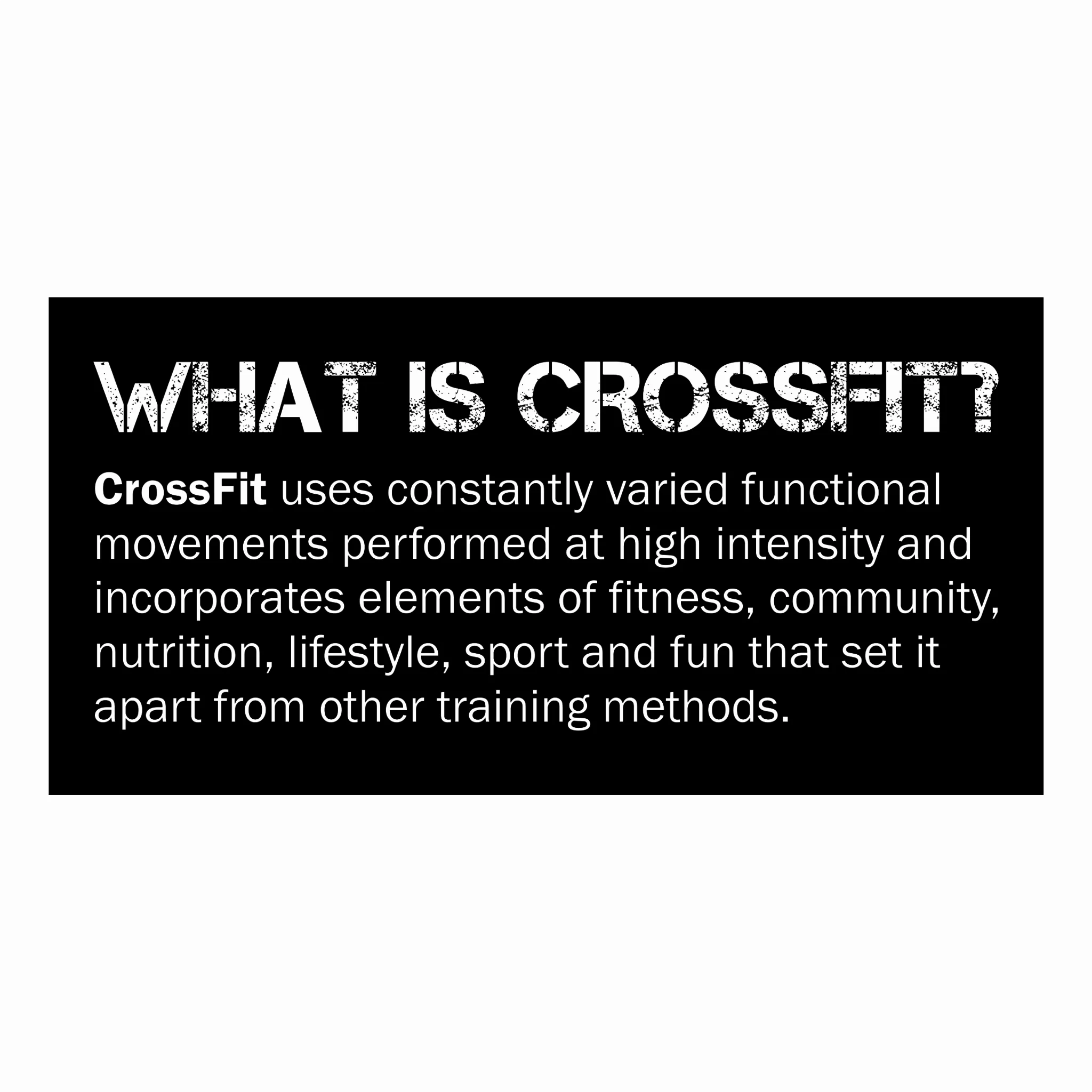 Motivational "What Is CrossFit?" poster with bold definition text