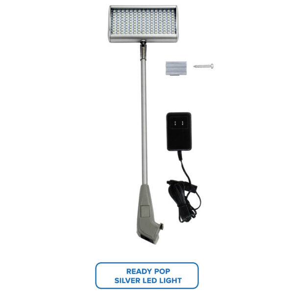 Curved fabric pop-up display with tool-free setup and compact carry bag