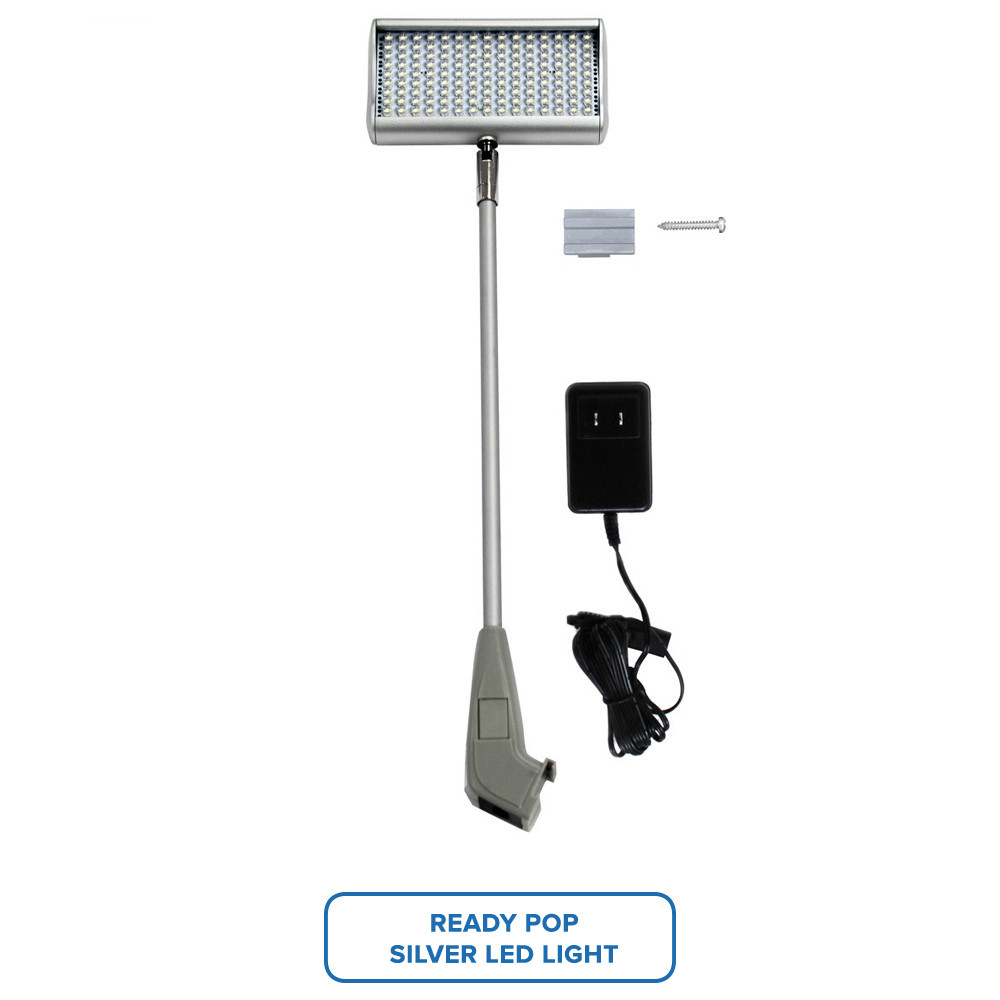 Curved fabric pop-up display with tool-free setup and compact carry bag