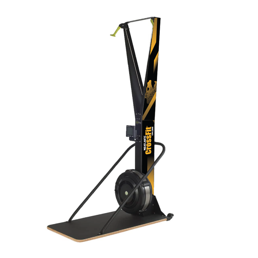 Custom Ski Erg decal with gym branding and logo