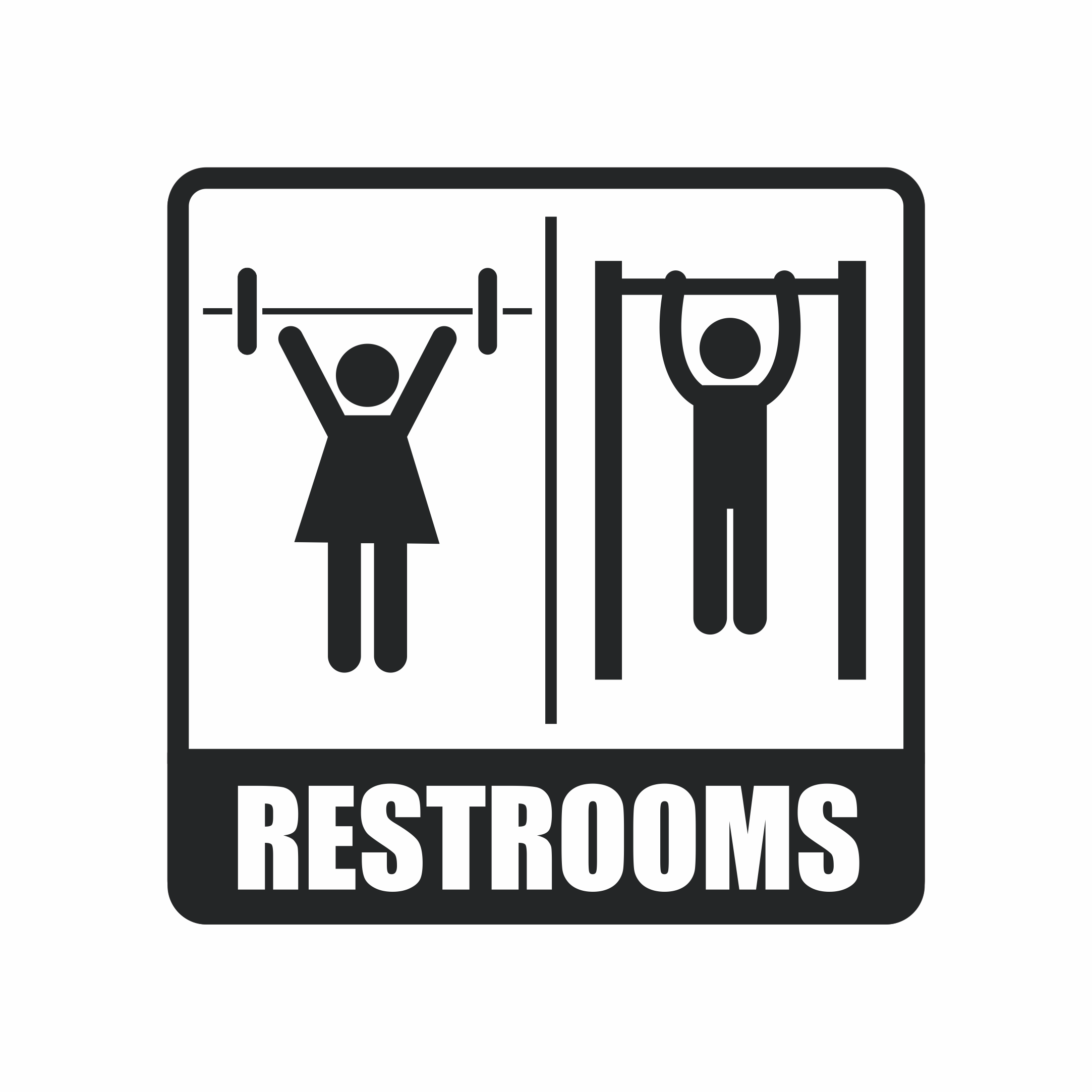 Custom gym restroom sign for easy facility navigation