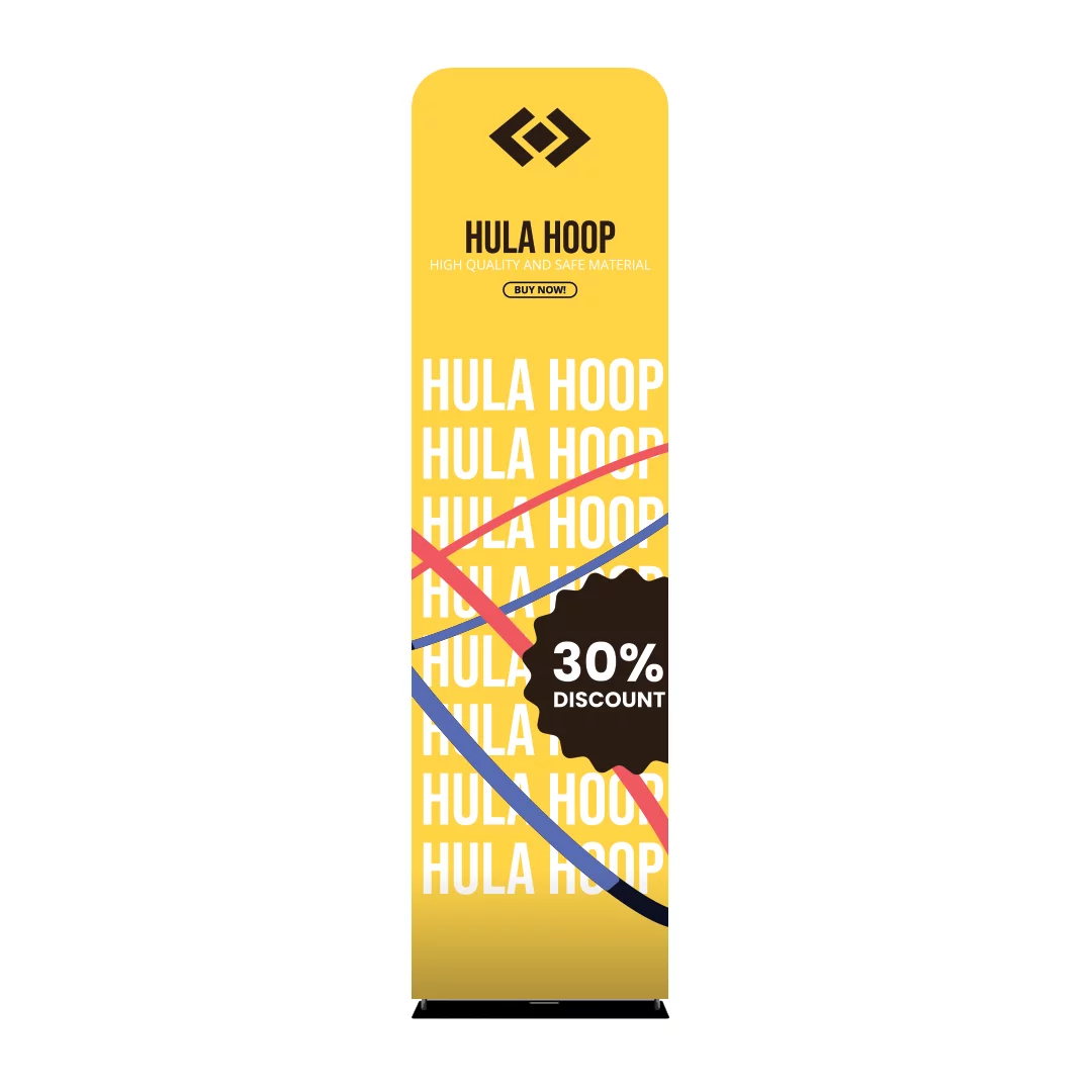 2' x 7.5' Straight Tension Fabric Display with vibrant, high-quality graphics on a sleek, durable frame