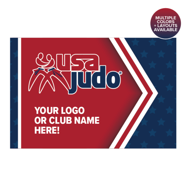 USA Judo split logo pennant banner for athlete recognition and dojo pride