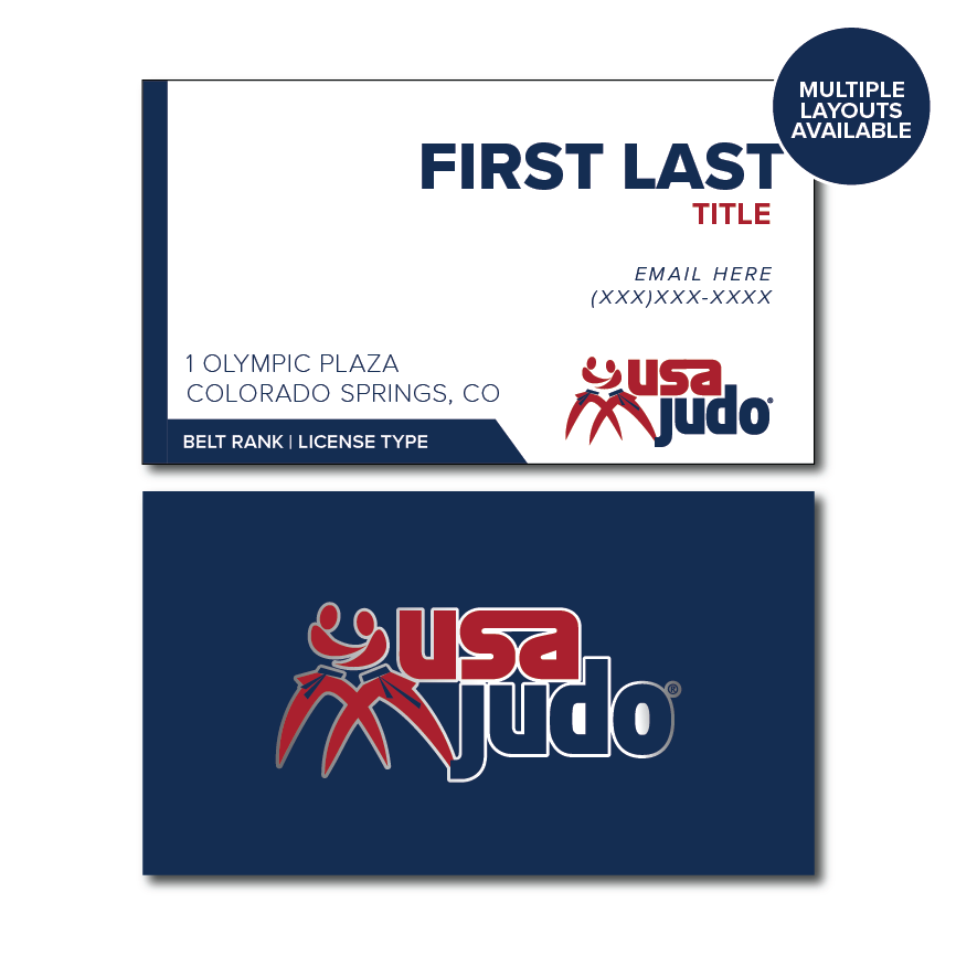 Custom USA Judo business cards for coaches, athletes, and officials