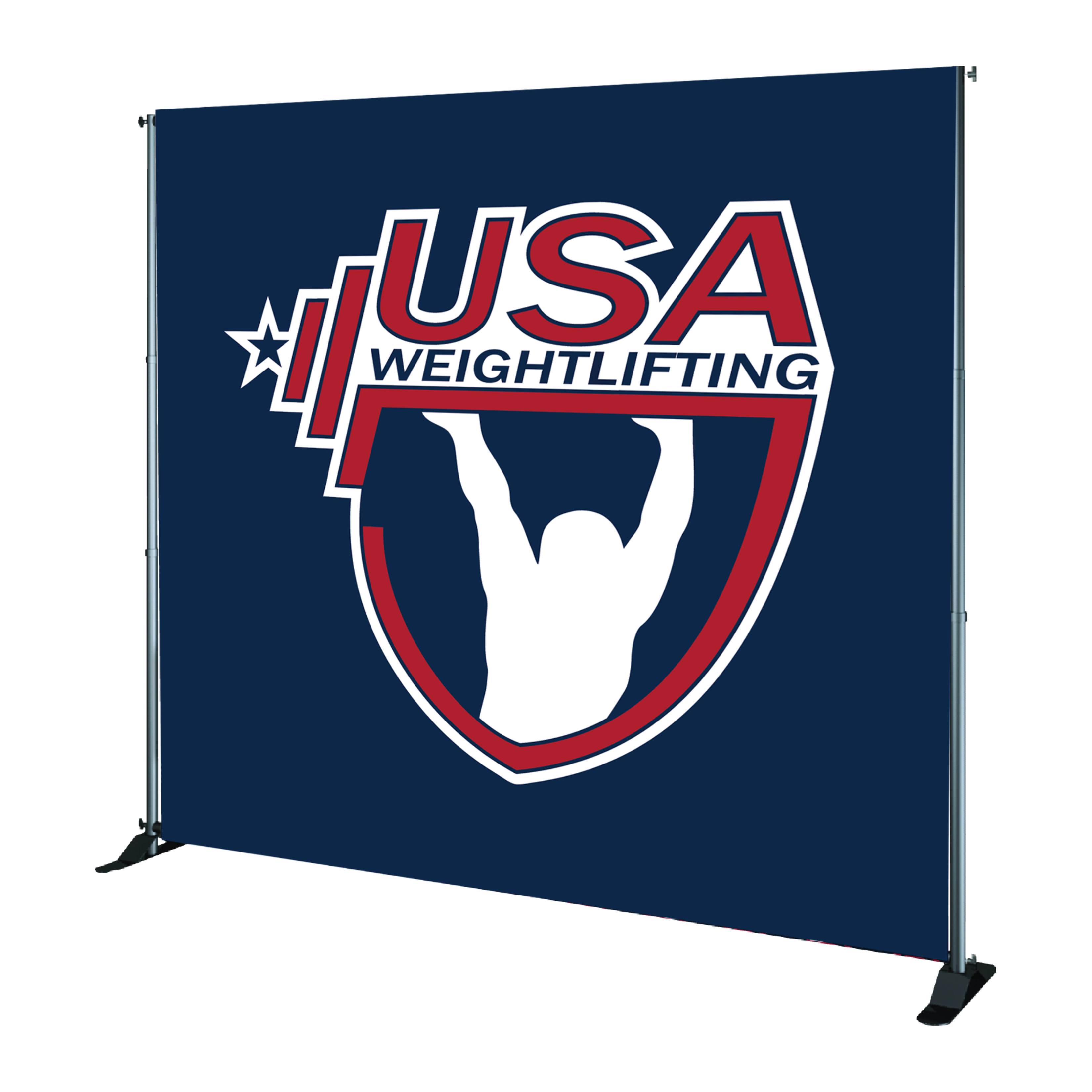 Adjustable banner stand for USAW backdrops and event displays