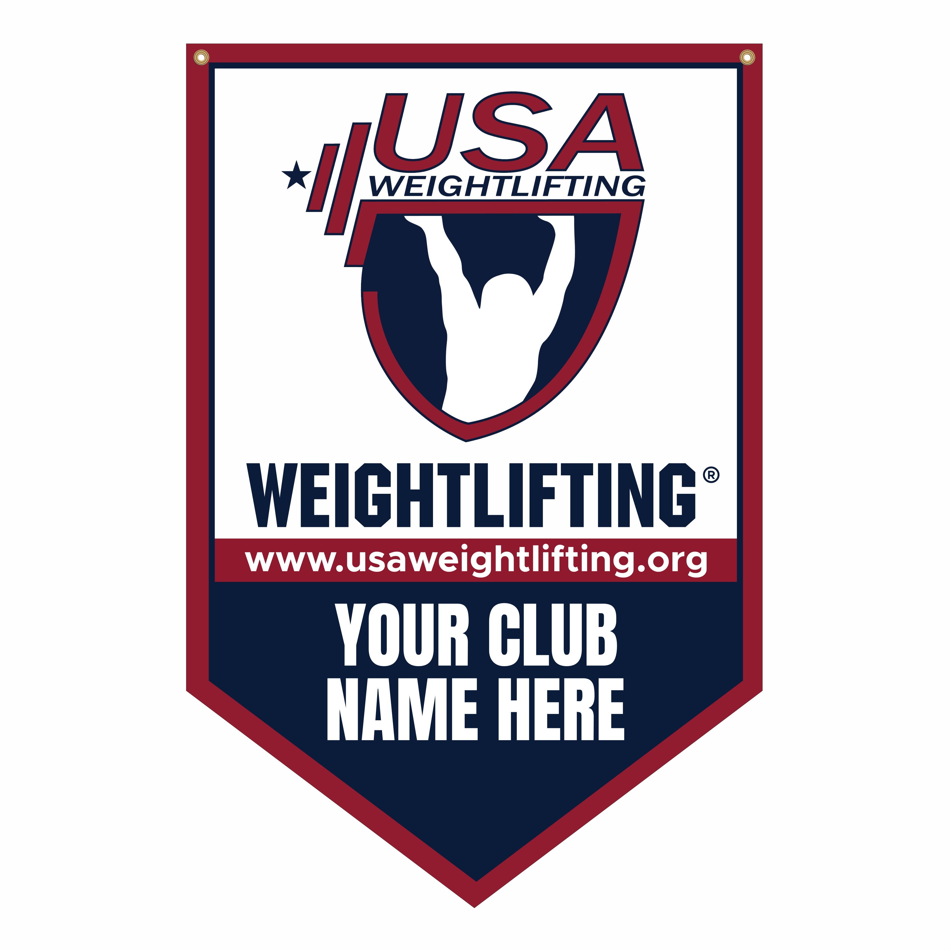 USAW pennant banner for displaying athlete achievements in gyms