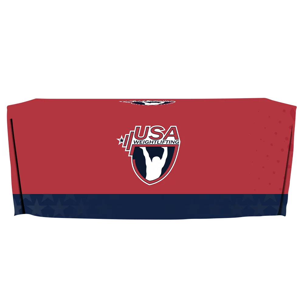 Custom fitted table cover for USA Weightlifting events and expos