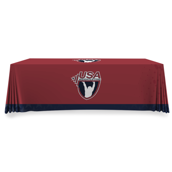Custom USAW tablecloth with full graphic print for gym or expo booths