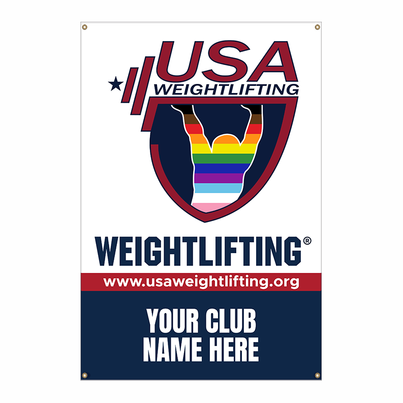 USAW Pride banner celebrating inclusivity in weightlifting