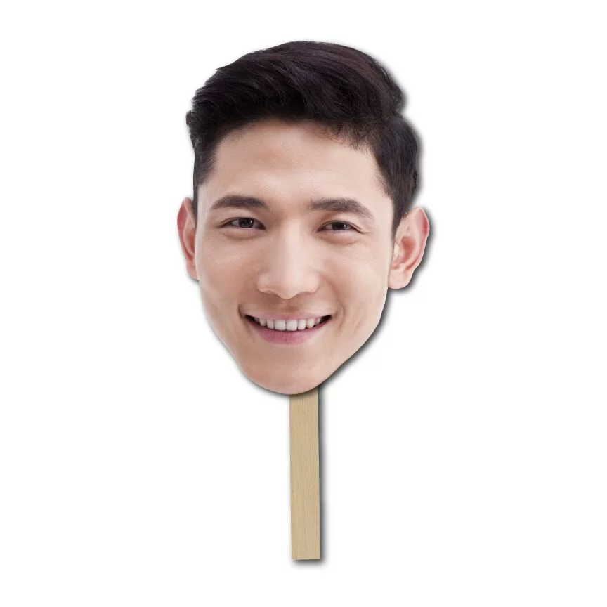 Custom giant face cutout on stick for events or celebrations